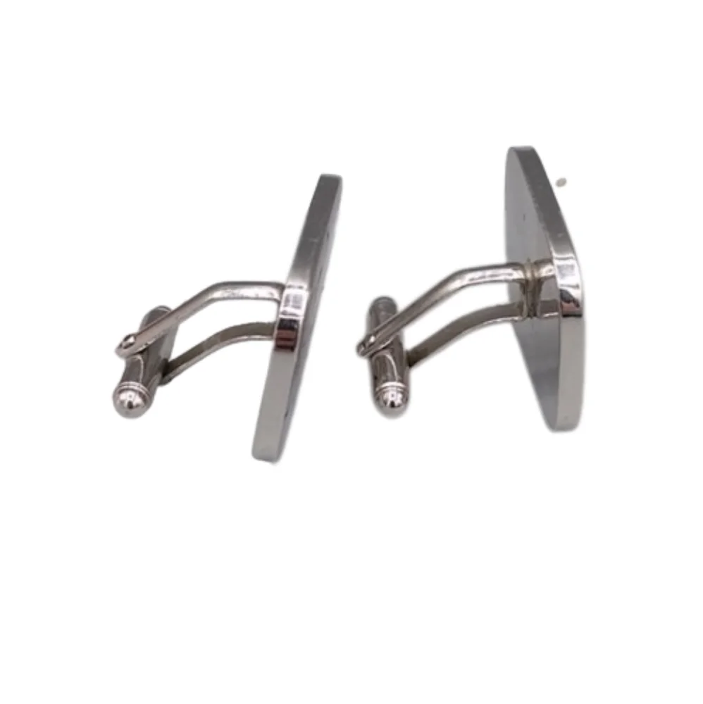 Men's Silver Etched Geometric Cuff Links Vintage